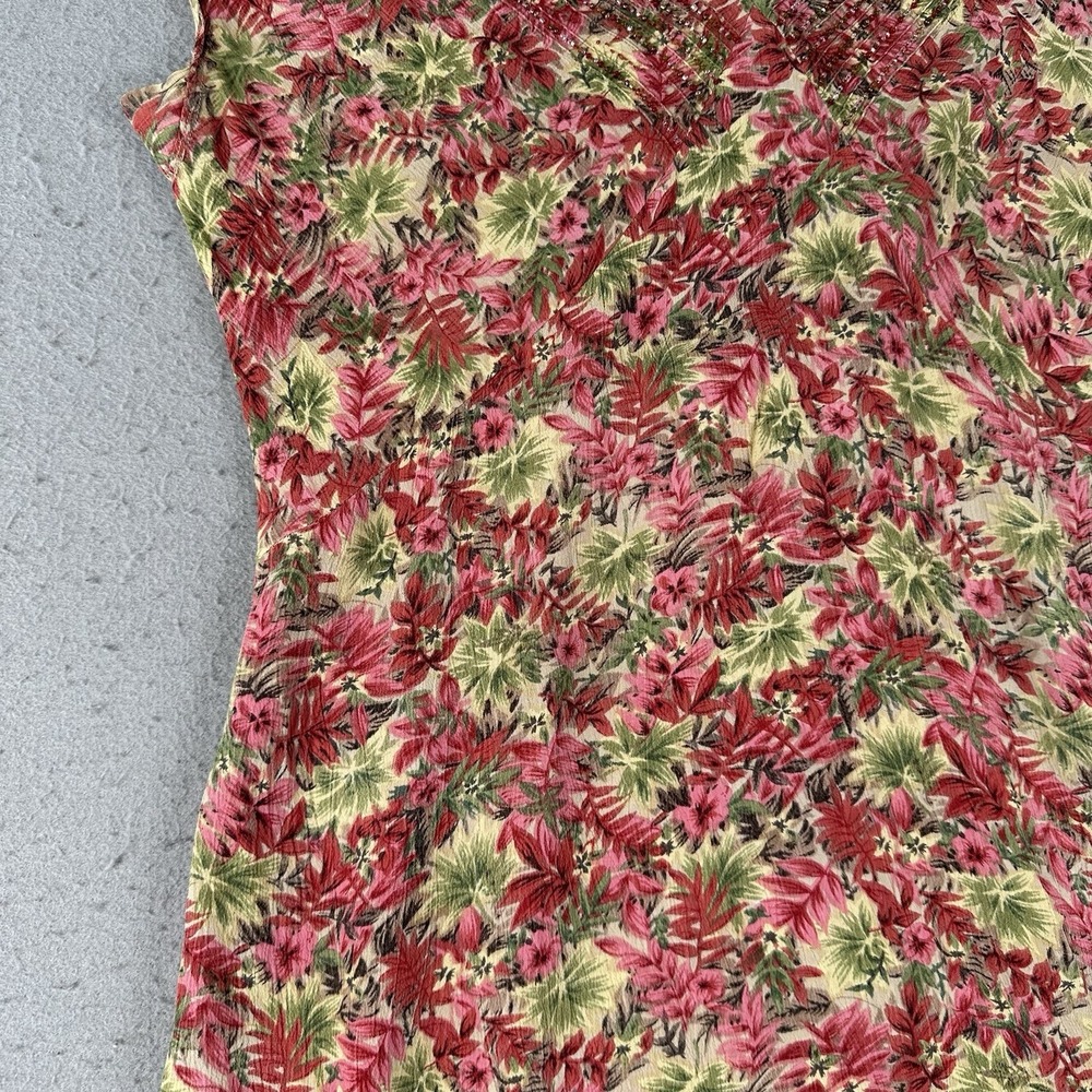 April Cornell Floral Beaded Rayon Midi Dress Boho Tropical Women M Vintage - Picture 6 of 16